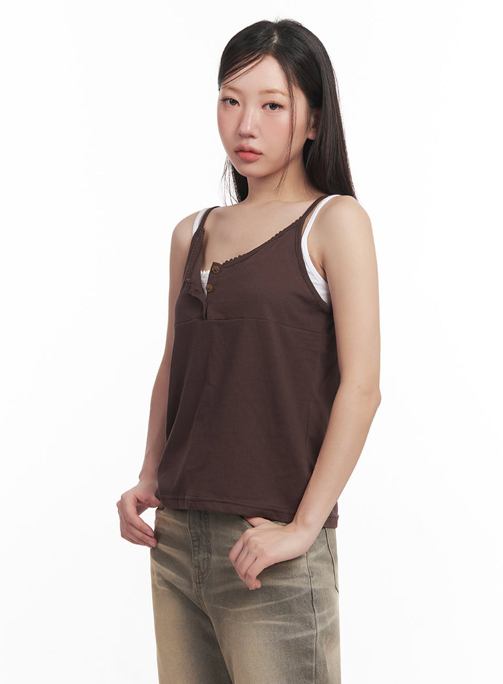 Lace Buttoned Cami Top IM528