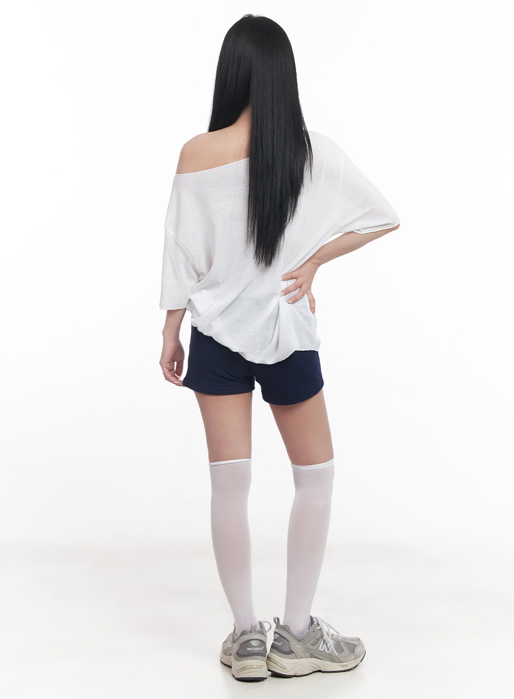 Sheer Loose-Fit Off-Shoulder Top CY527