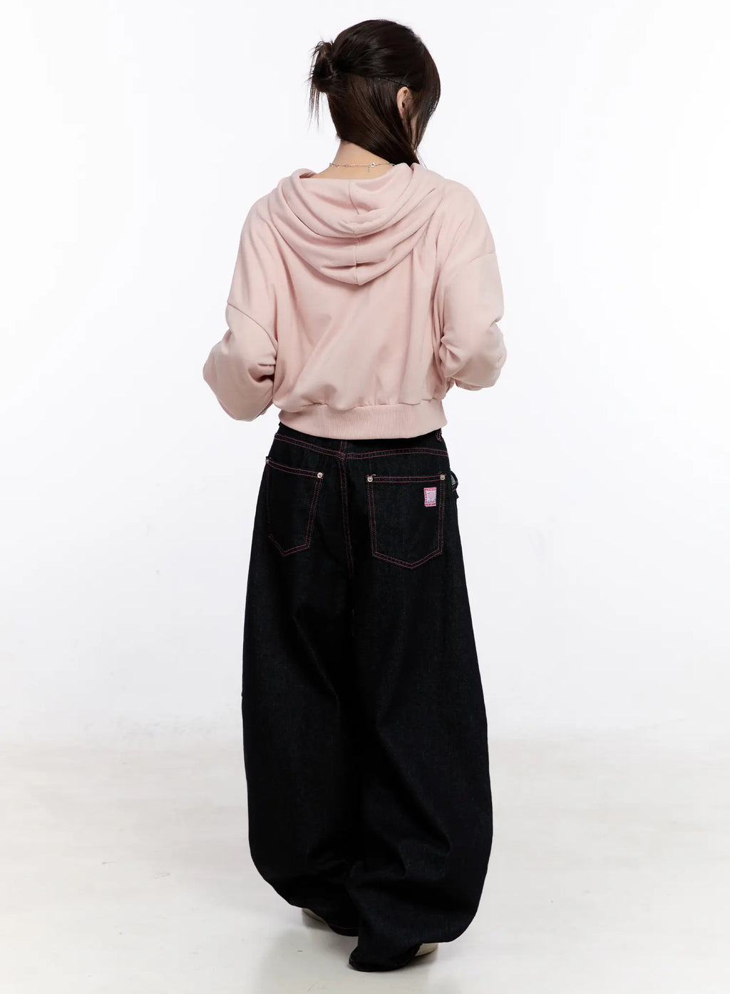 Reign Pink Stitch Denim Baggy Jeans CO501