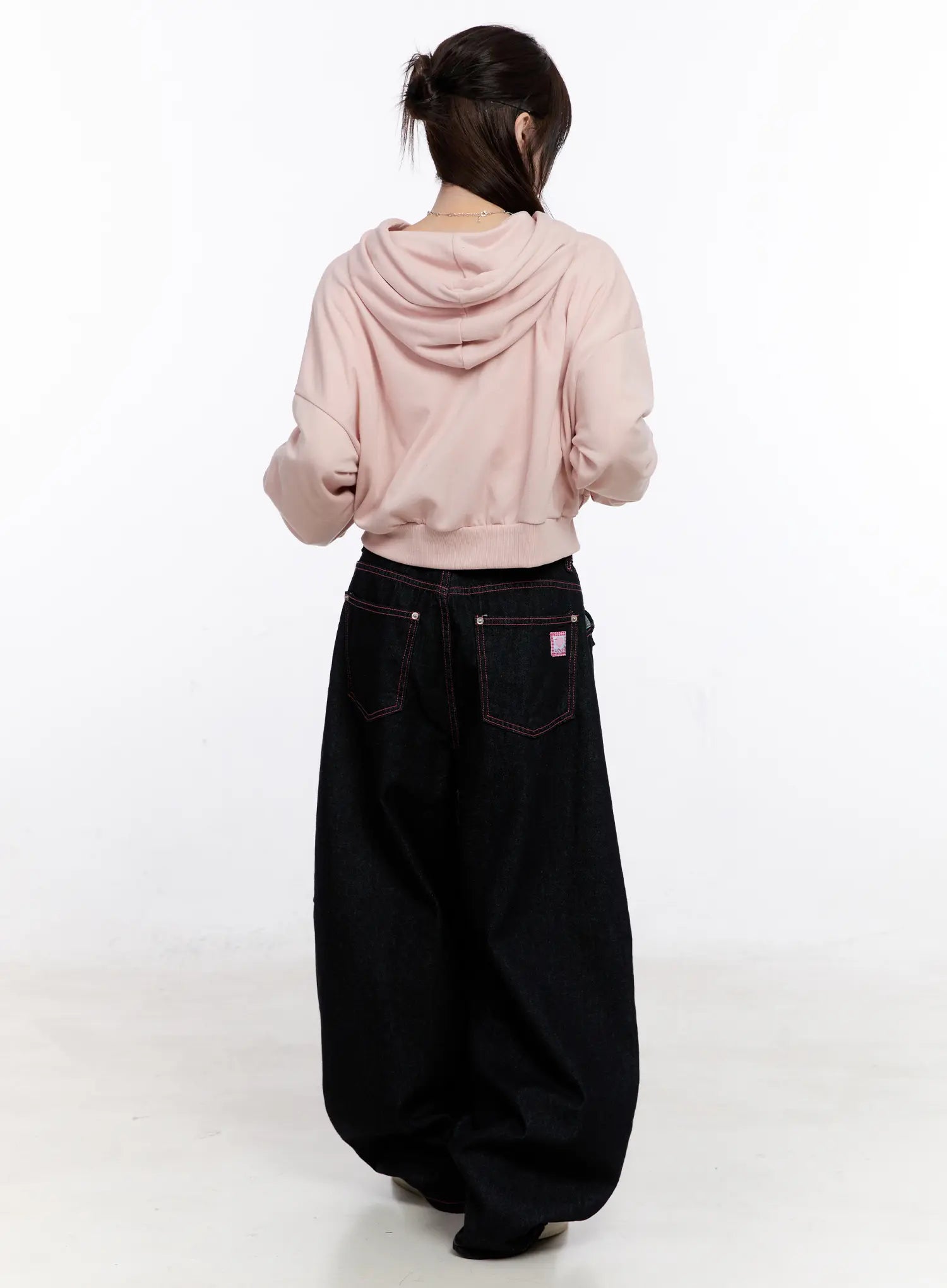 Reign Pink Stitch Denim Baggy Jeans CO501