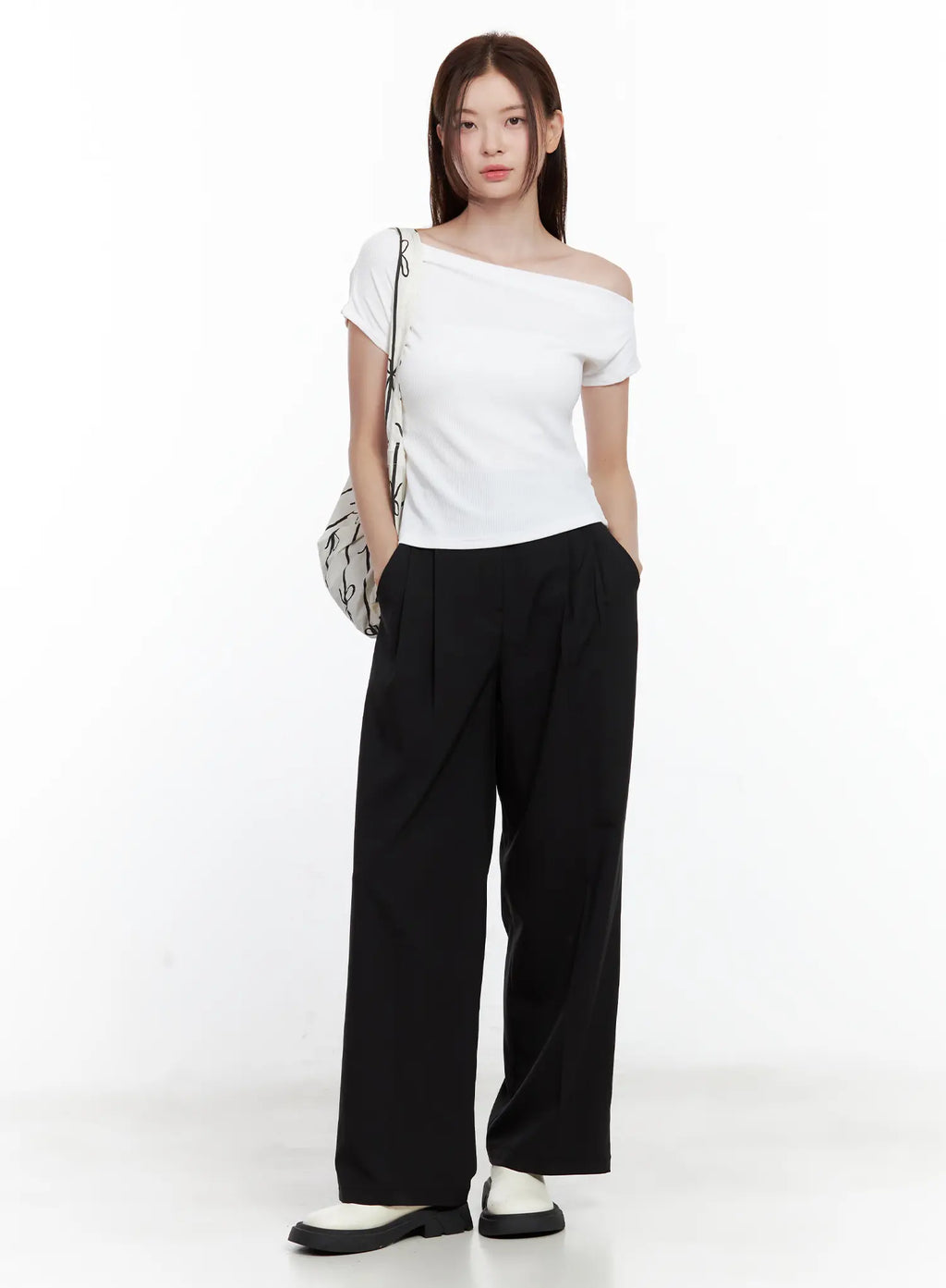 Asymmetrical Off-Shoulder Short-Sleeve Top CL502