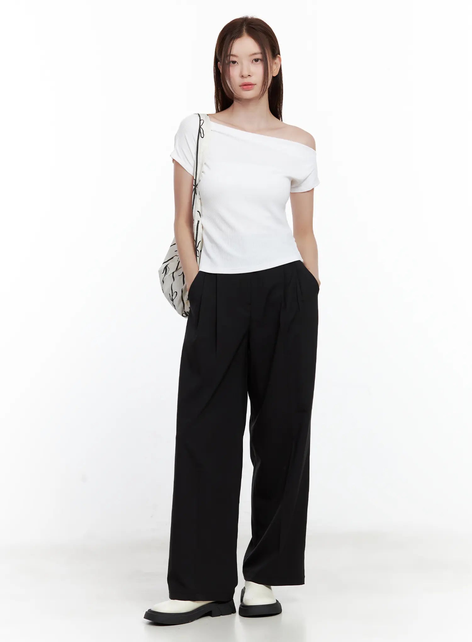 Asymmetrical Off-Shoulder Short-Sleeve Top CL502