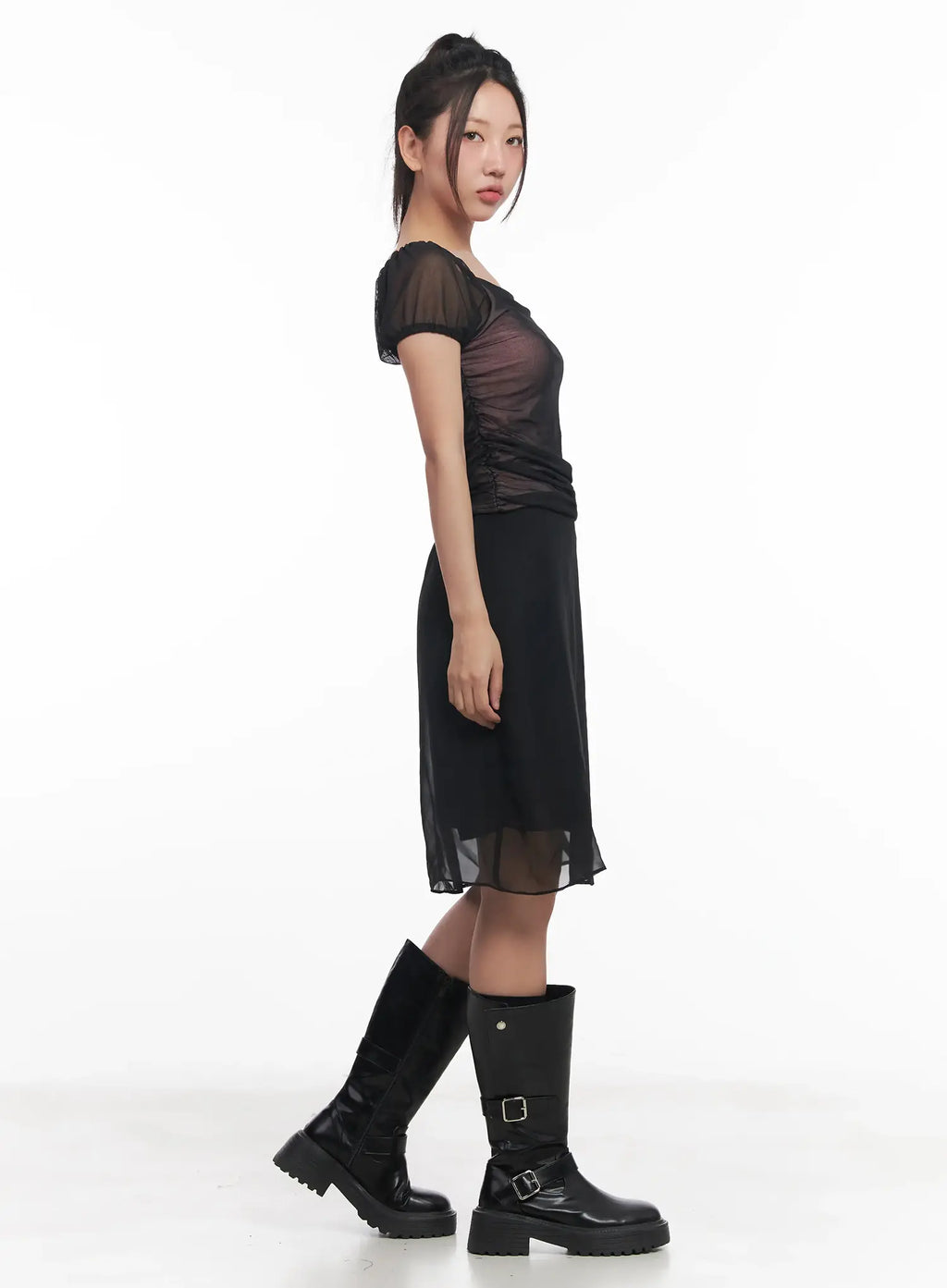 Sheer Chiffon Midi Skirt IU509