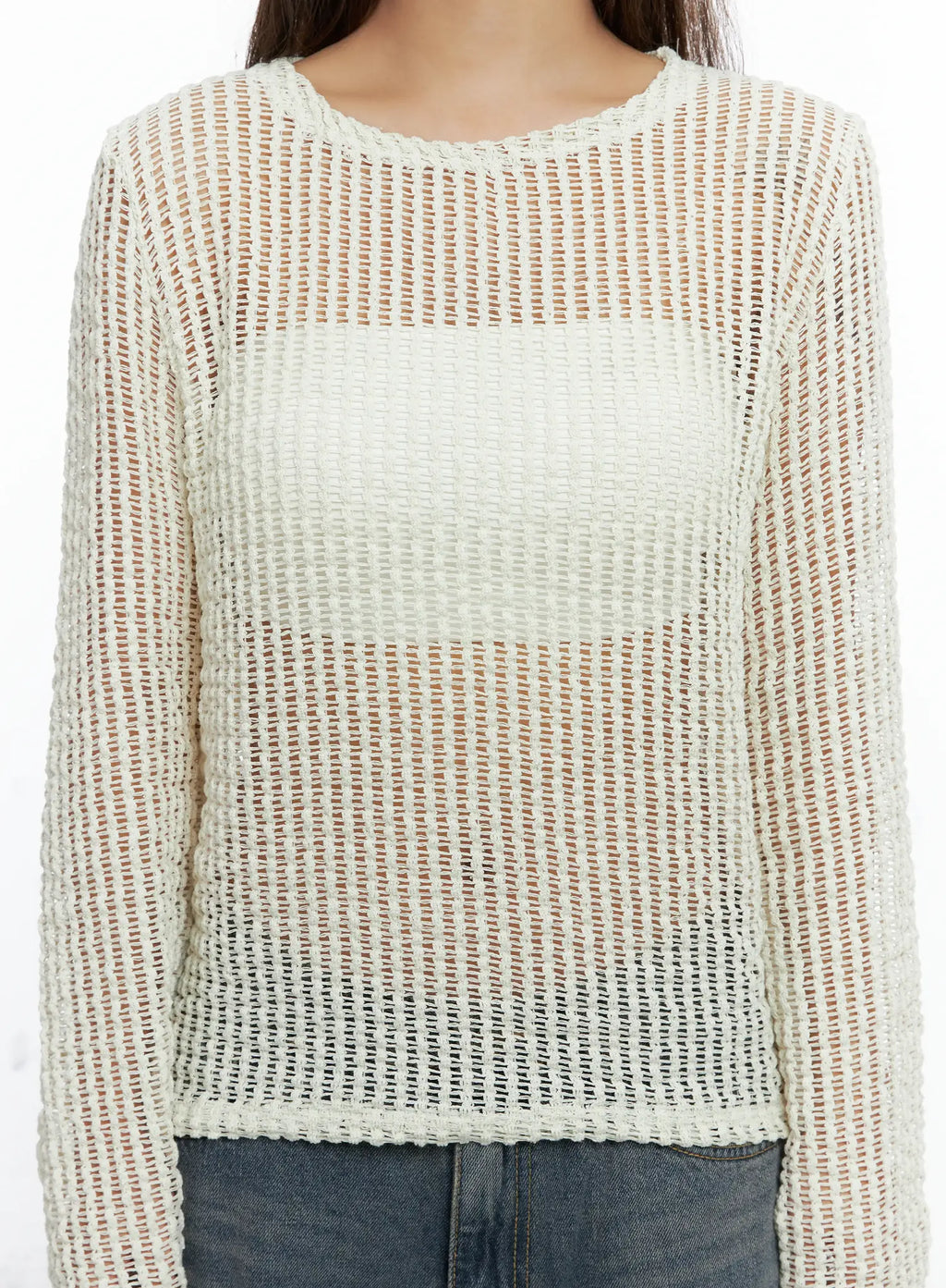 Sheer Mesh Knit Pullover CS504