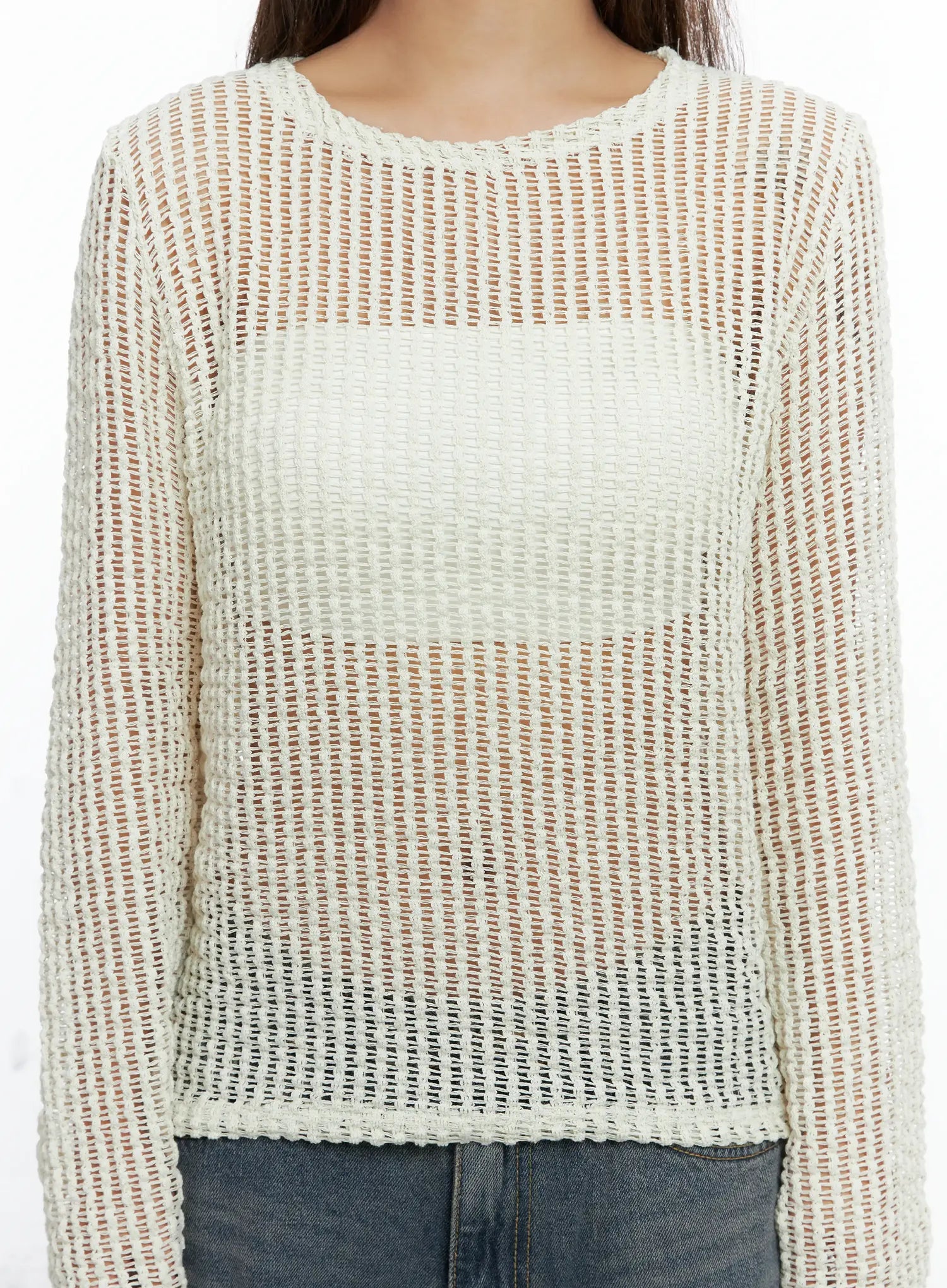 Sheer Mesh Knit Pullover CS504