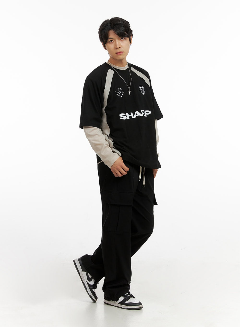 Men's Loose Round Neck Long Sleeve (Beige) IG409