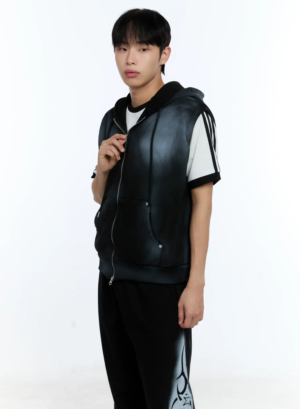 Men's Grunge Tie-Dye Sleeveless Hoodie IG515