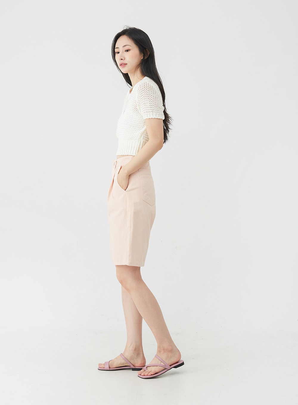 Pintuck Cotton Long Shorts OJ30