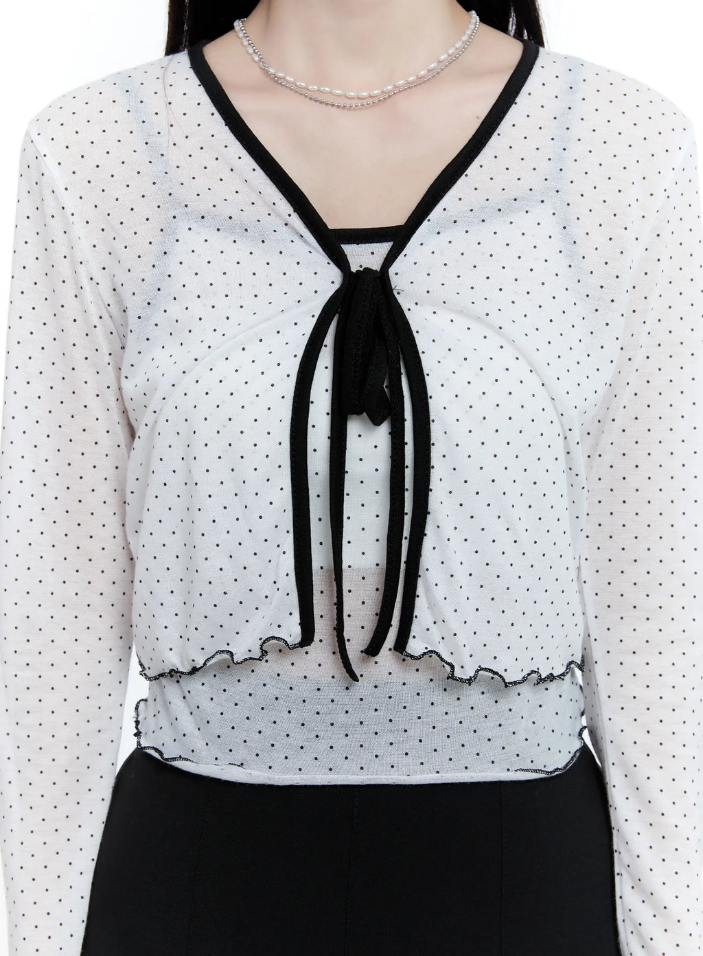 Sheer Polka-Dot Cami and Cardigan Set CG513