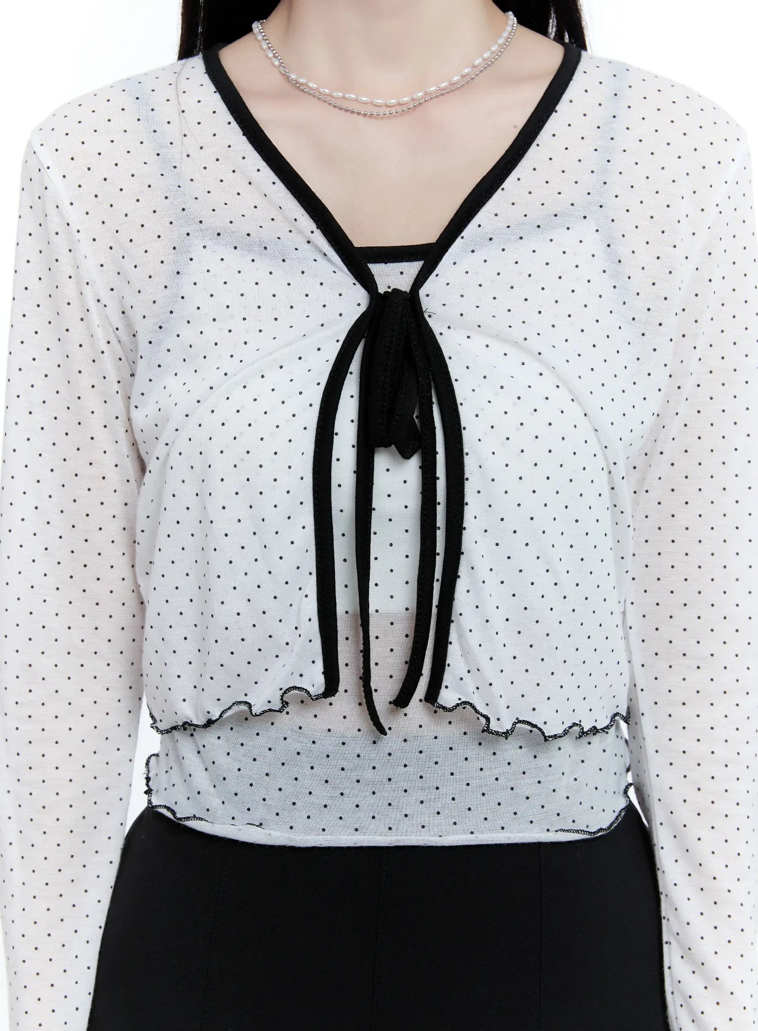 Sheer Polka-Dot Cami and Cardigan Set CG513