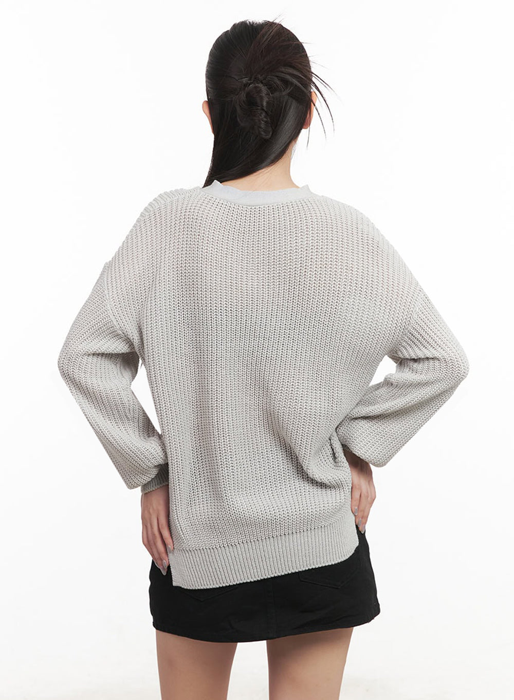 V-Neck Cut-Out Knit Sweater IM524