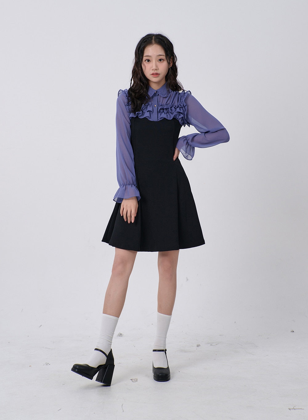 Mini Dress with Frill and Ribbon Detail BD16