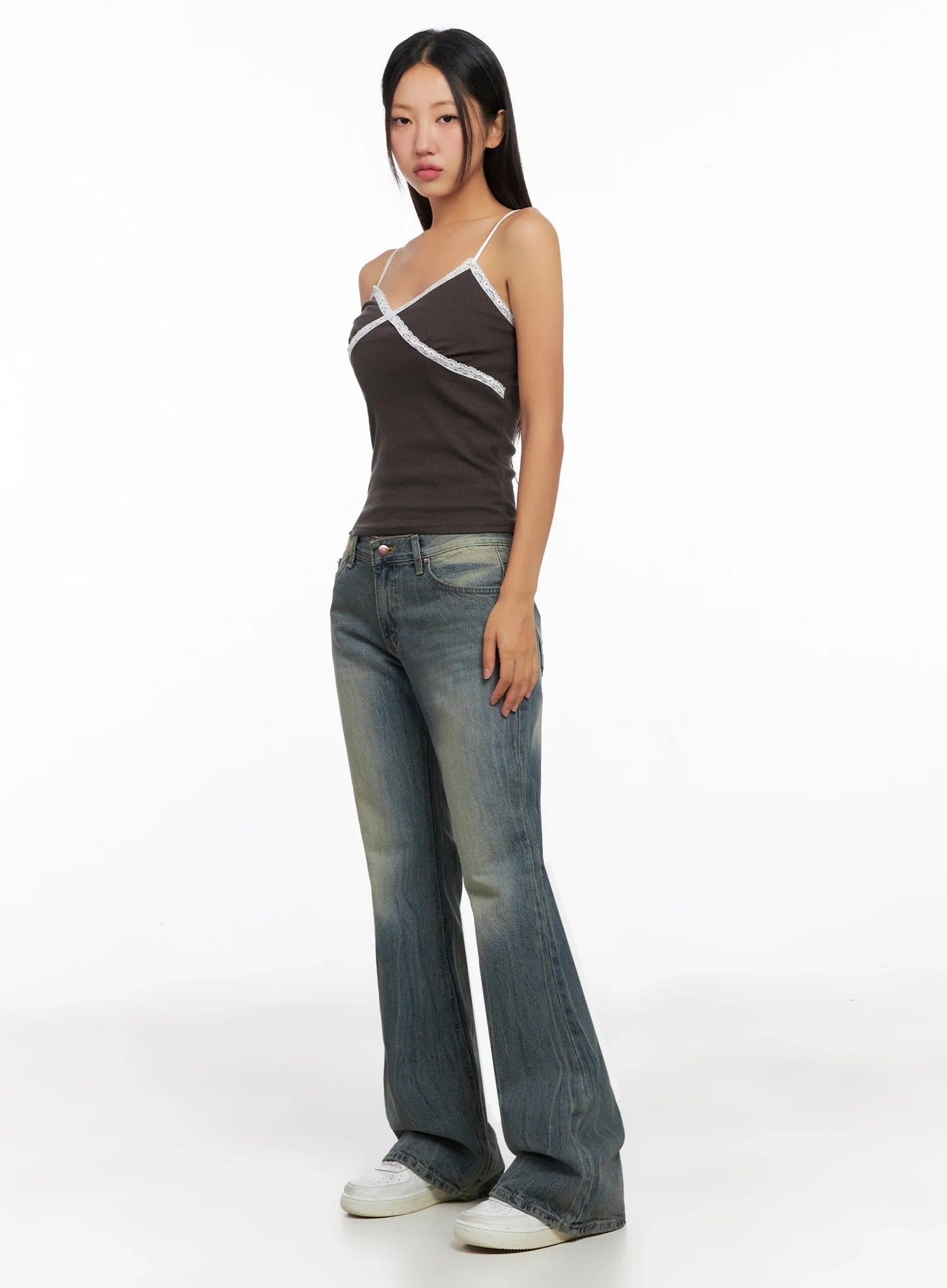 Ribbed Lace Trim Camisole IG528