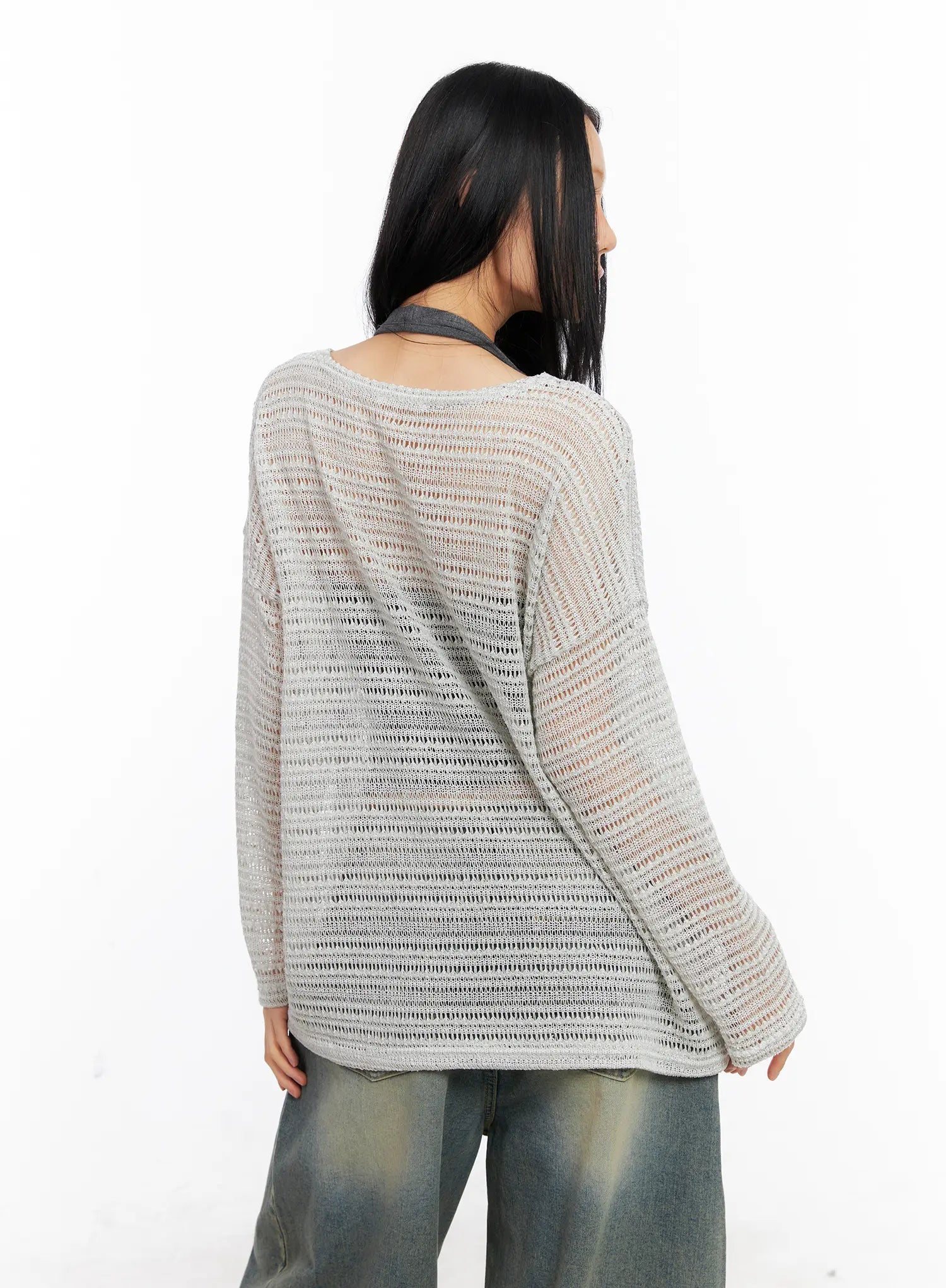 Sheer Knit Long-Sleeve Tee CL530