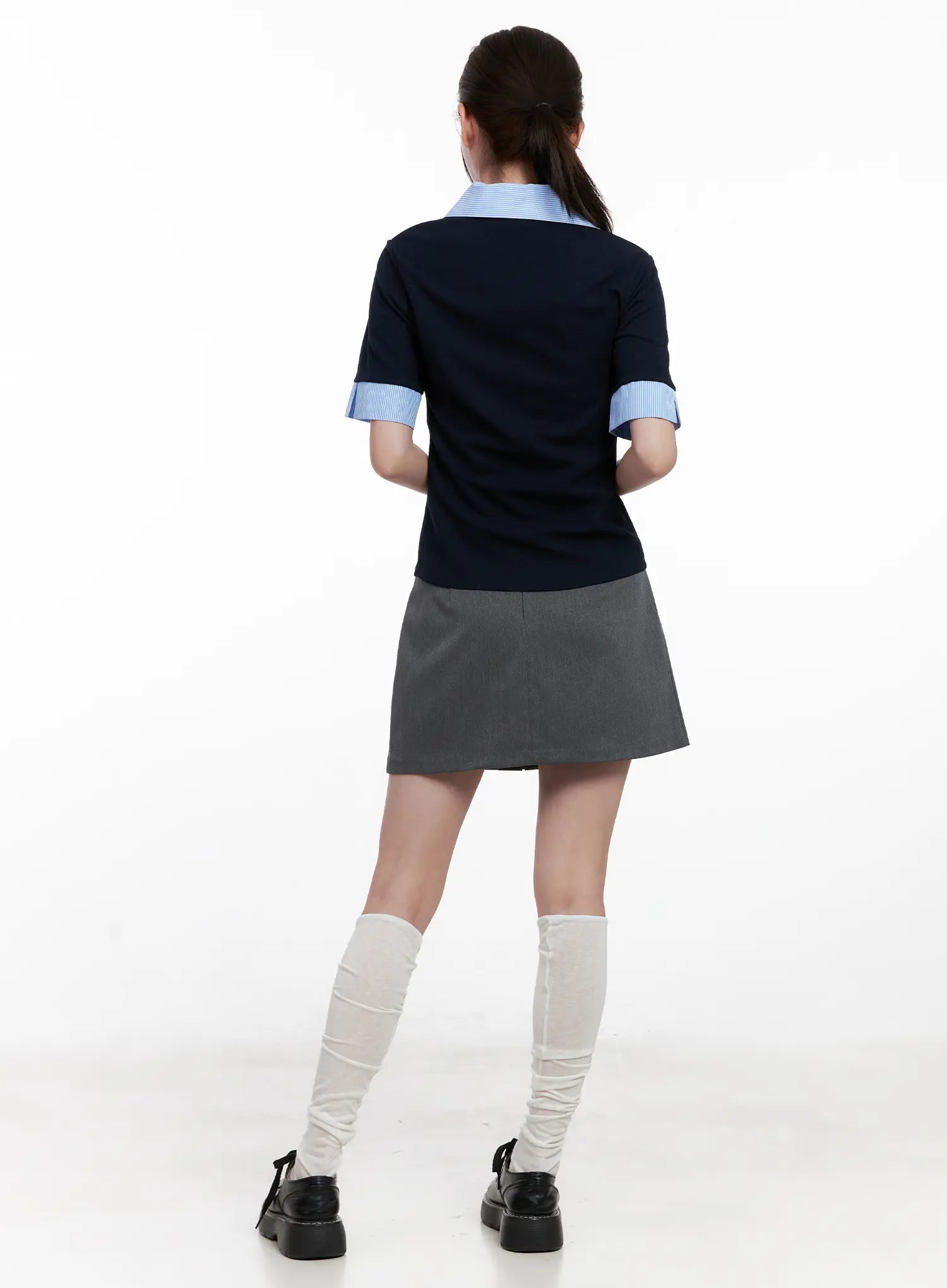 Layered Collar Short-Sleeve Shirt CL524