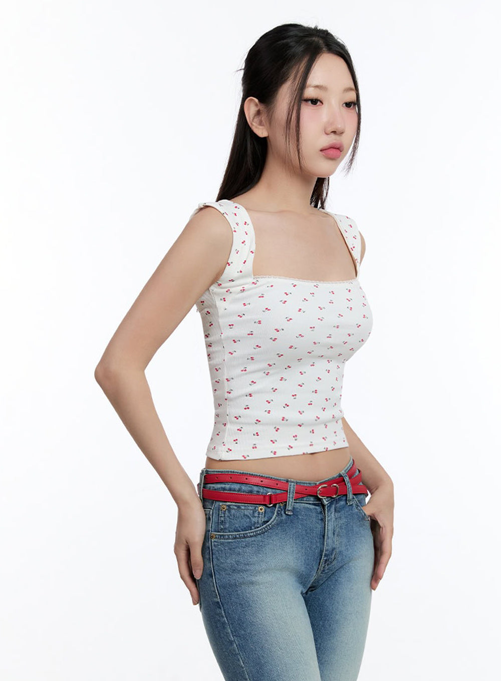 Cherry Square-Neck Crop Top IU503