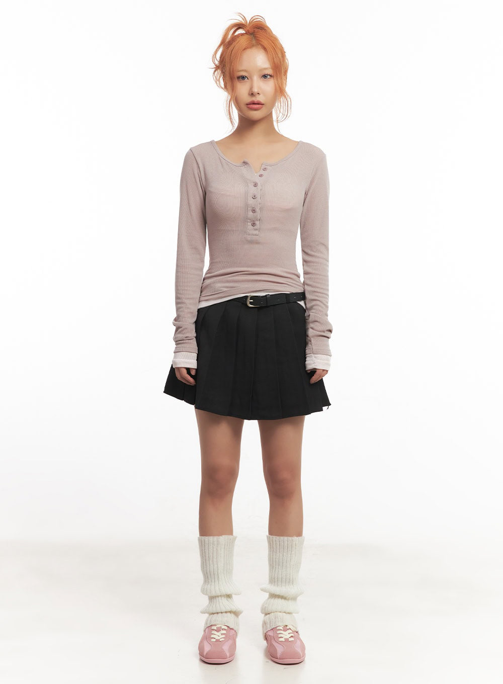 Henley Layered Long Sleeve Top IA515
