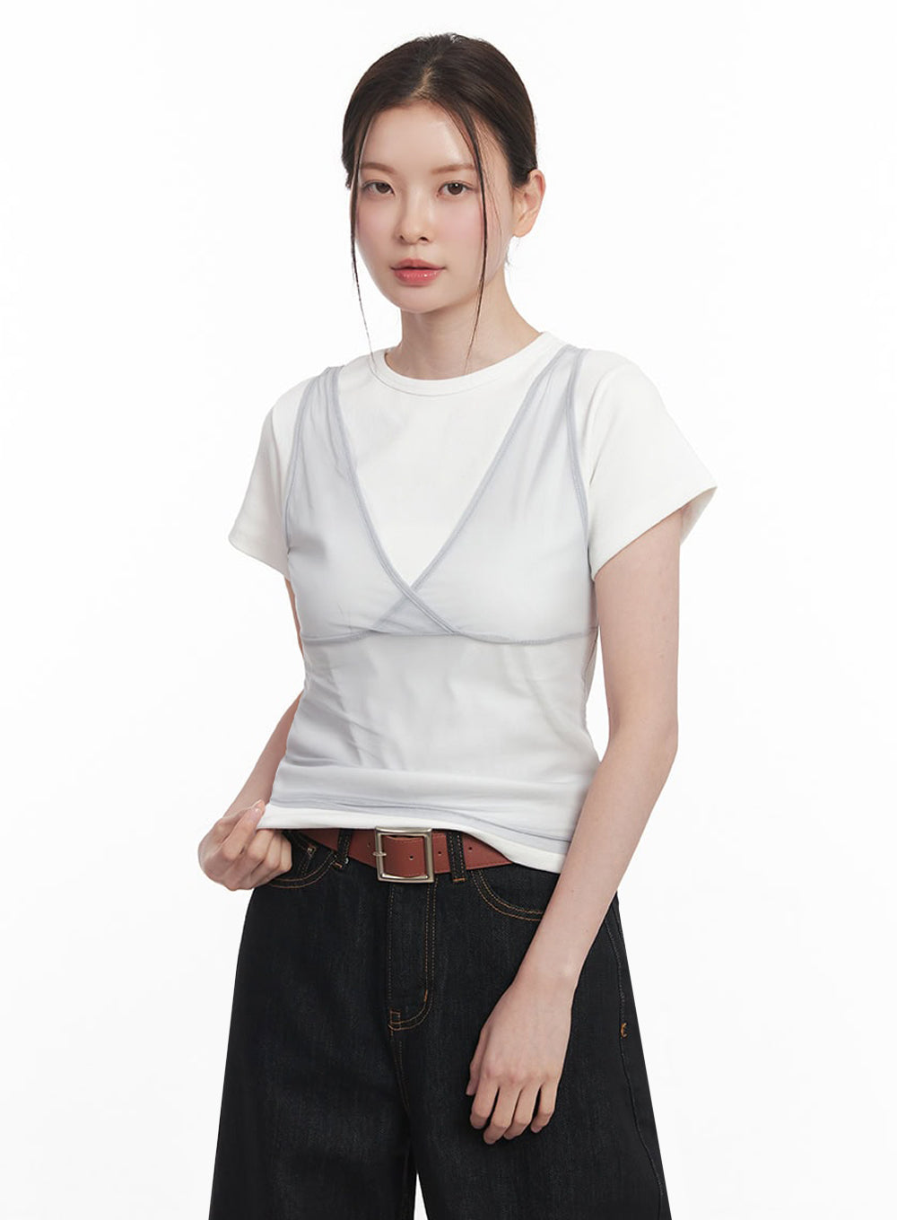 Sheer V-Neck Tank Top IY513