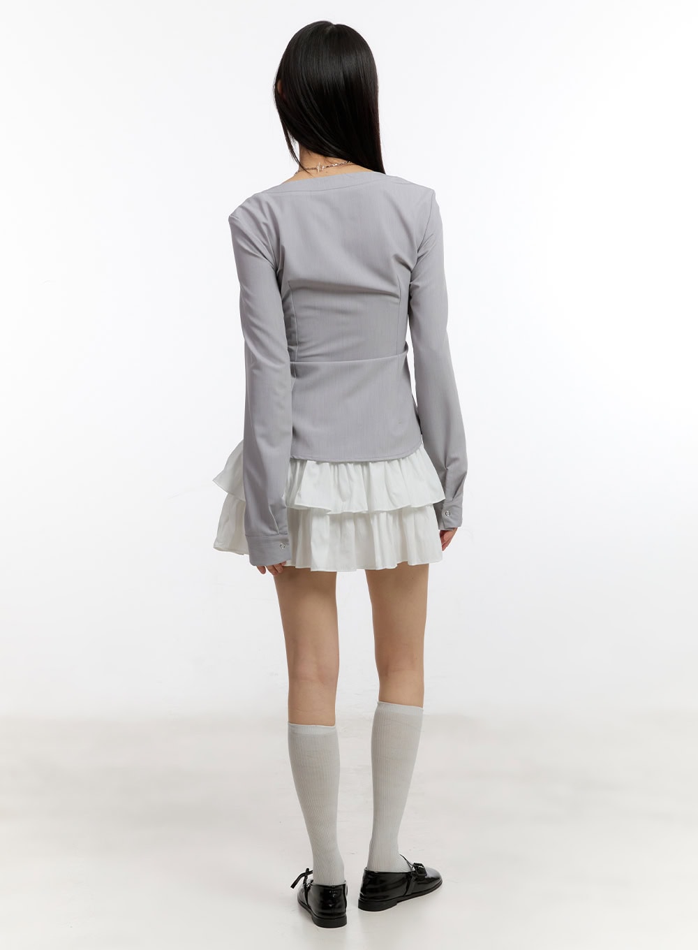 Ribbon Tie V-Neck Blouse Top CA509