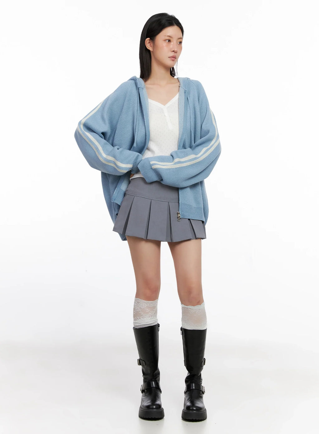 Striped Sleeve Casual Hoodie IS515