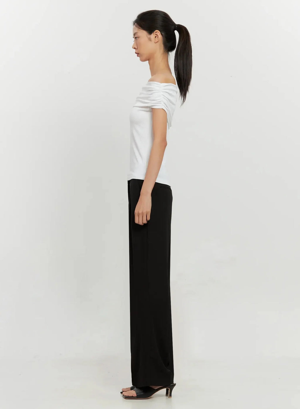 Chic Pintuck Wide-Leg Slacks IS516