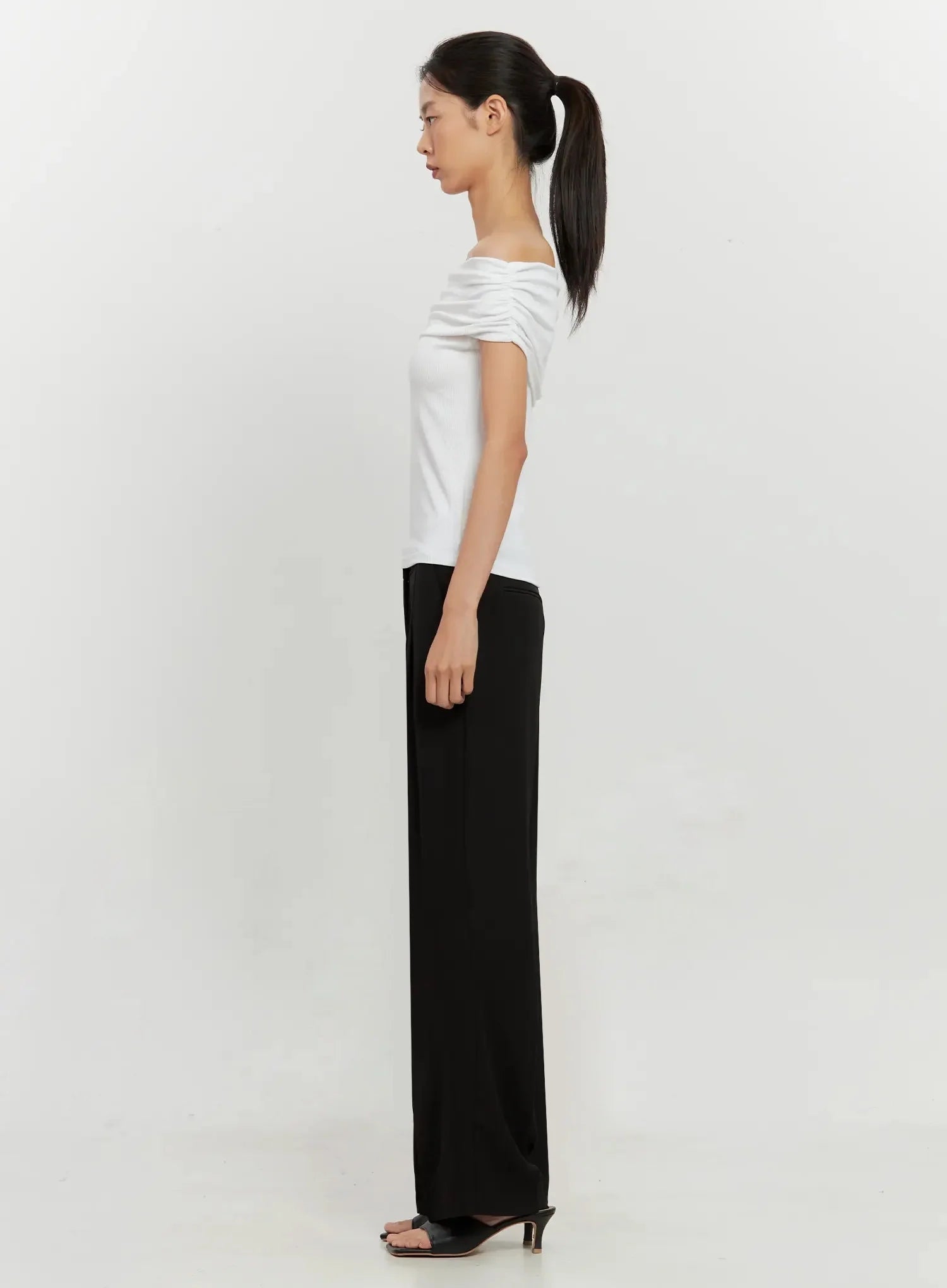 Chic Pintuck Wide-Leg Slacks IS516