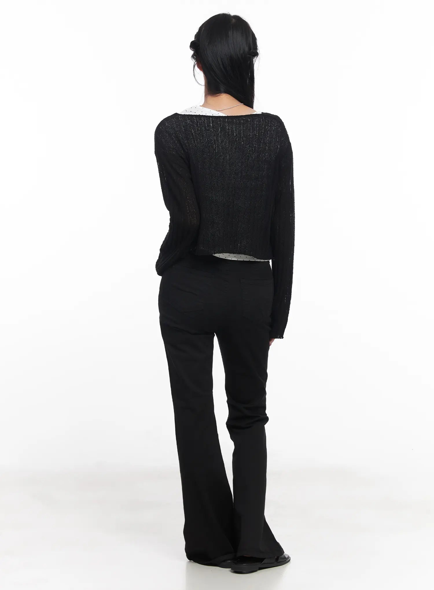 Sheer Ribbed Cardigan CU525