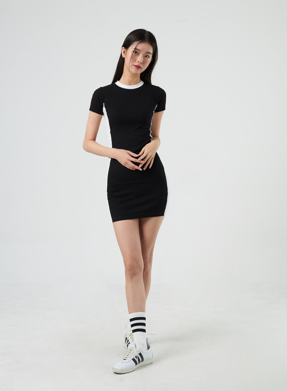 Two Color Knit Mini Dress IY318