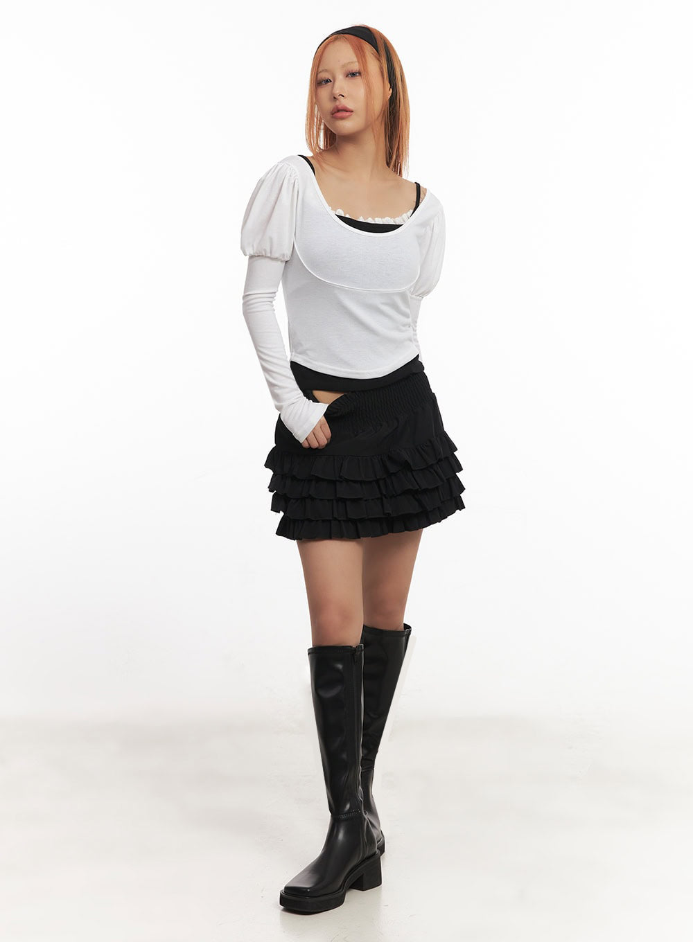 Puff-Sleeve Long Sleeve Top IA515