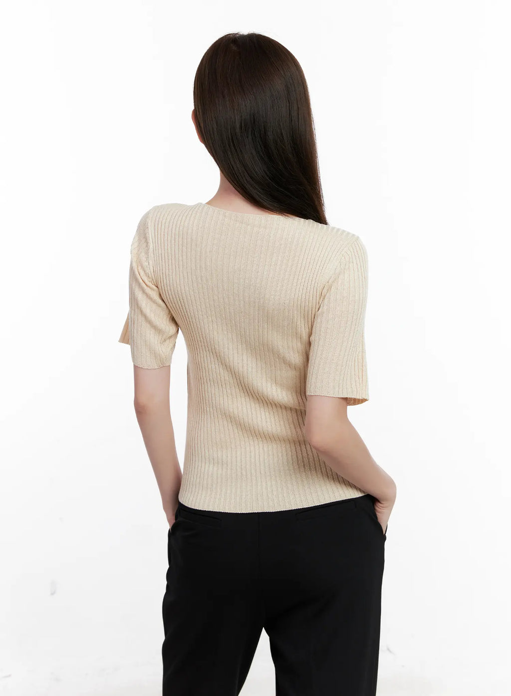 Casual Knit V-Neck Tee CL523