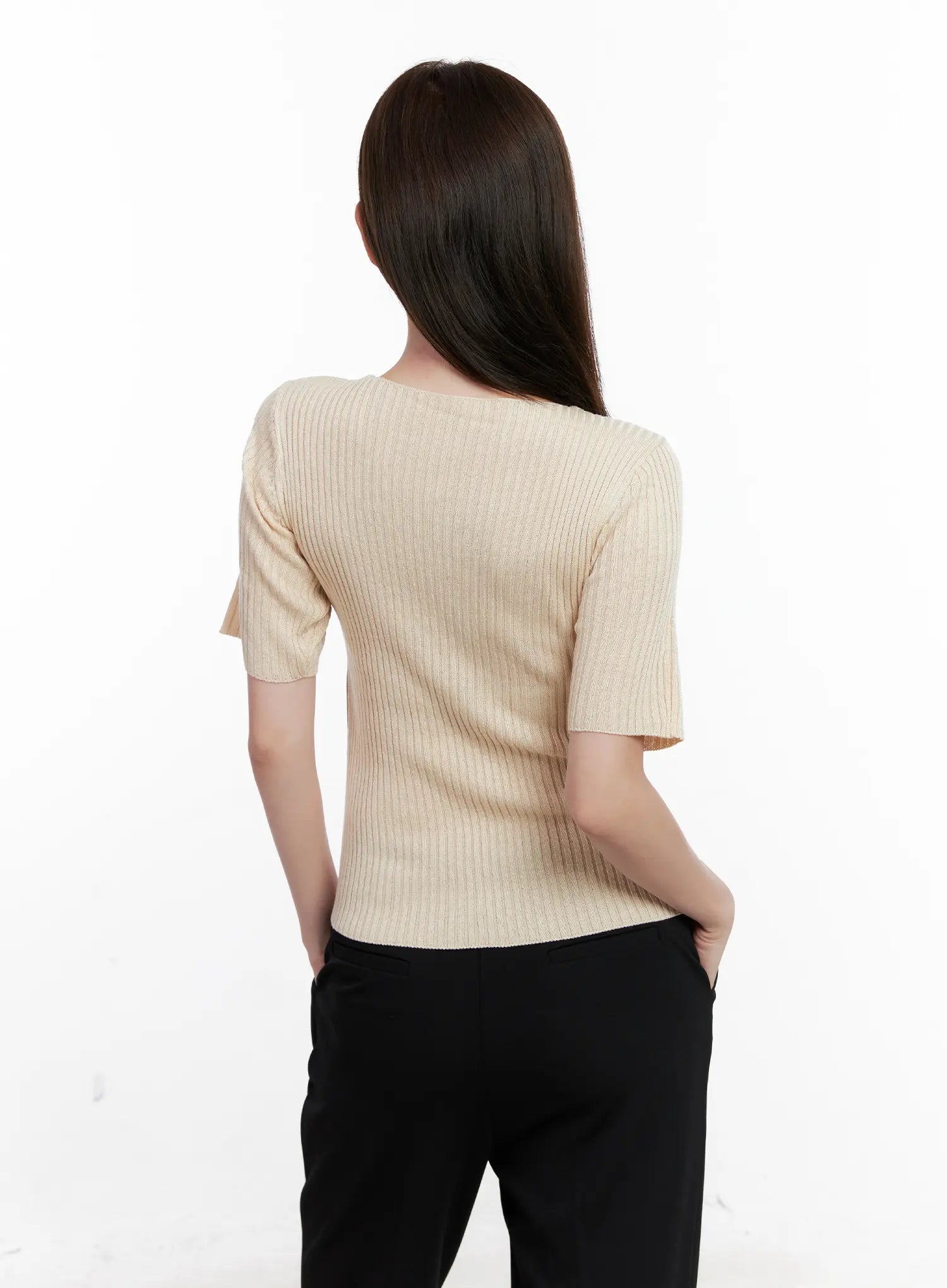 Casual Knit V-Neck Tee CL523