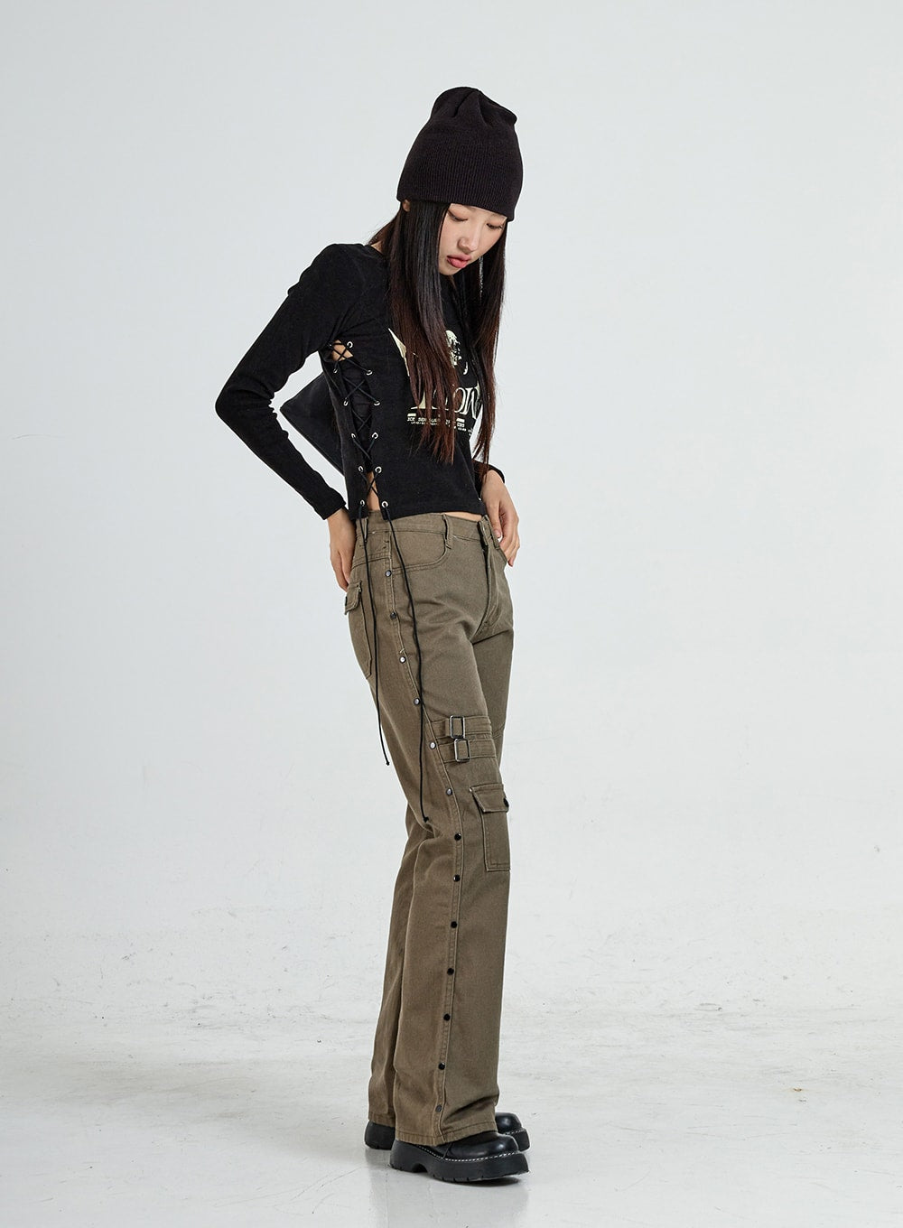 Lettering Print Side Cross Tie Top CO18