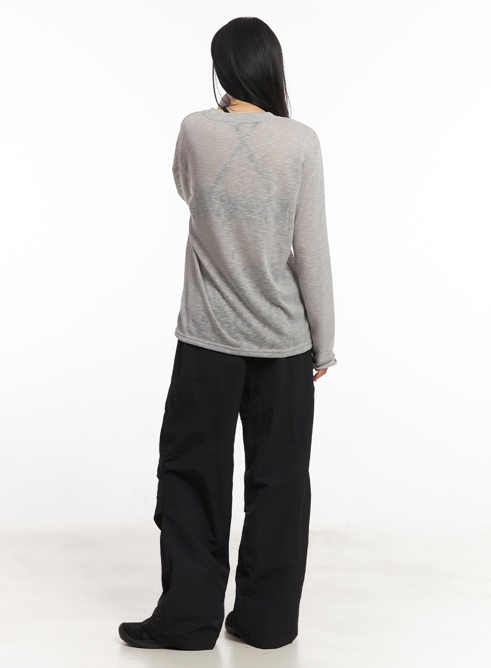 Sheer Art Graphic Long-Sleeve Top CA504