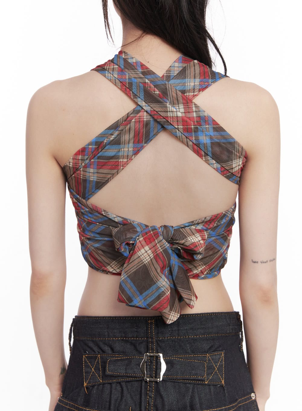 Plaid Print Halter Top CY520