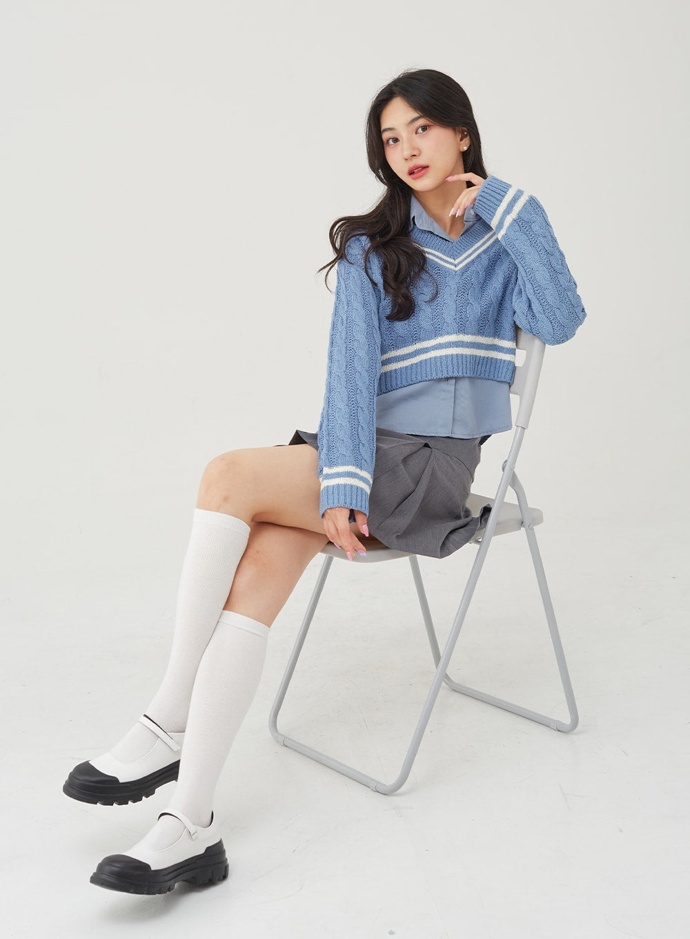 Basic Tone Down Color Crop Shirt BG23