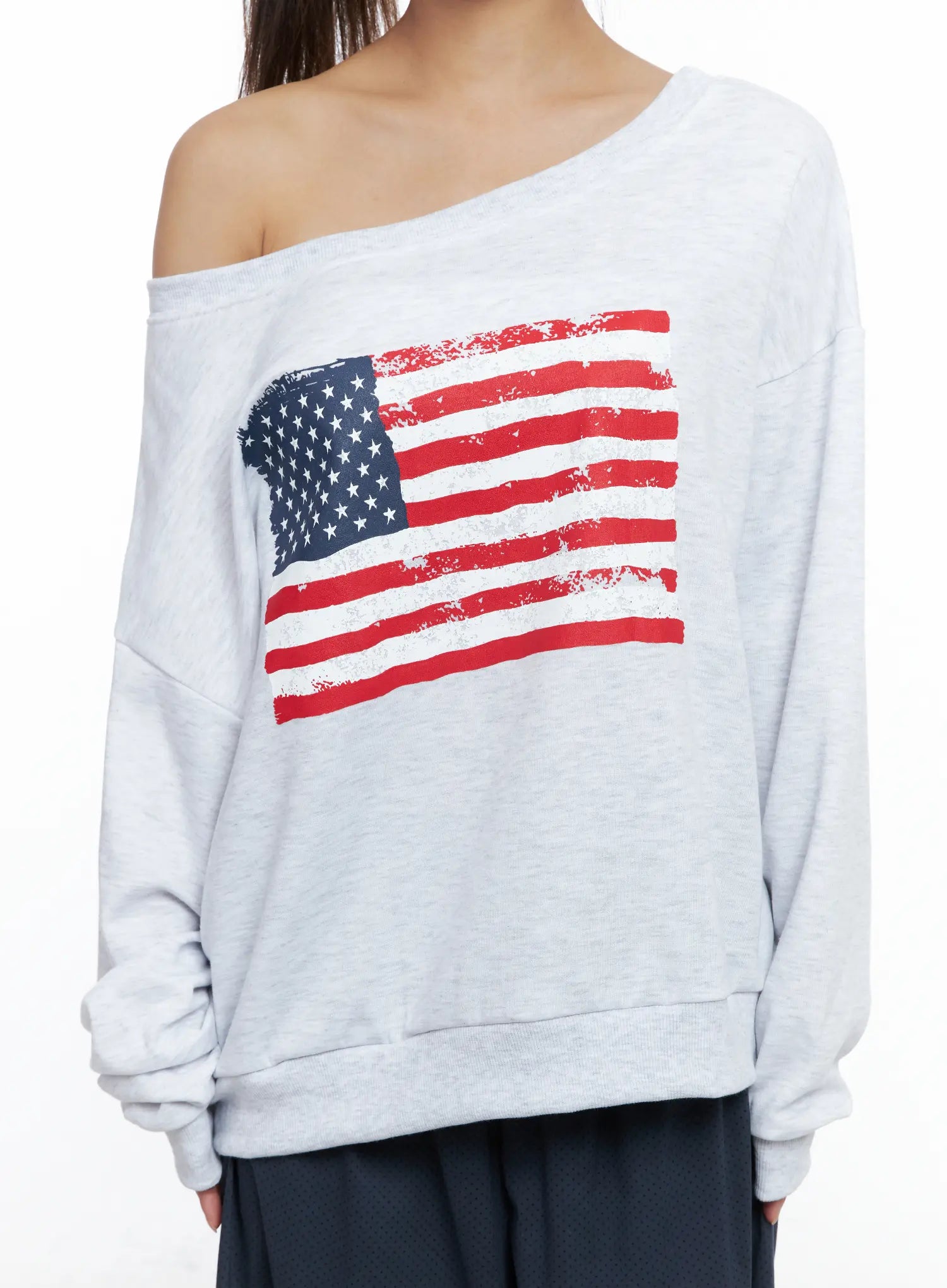 American Flag Off-Shoulder Sweatshirt CS504