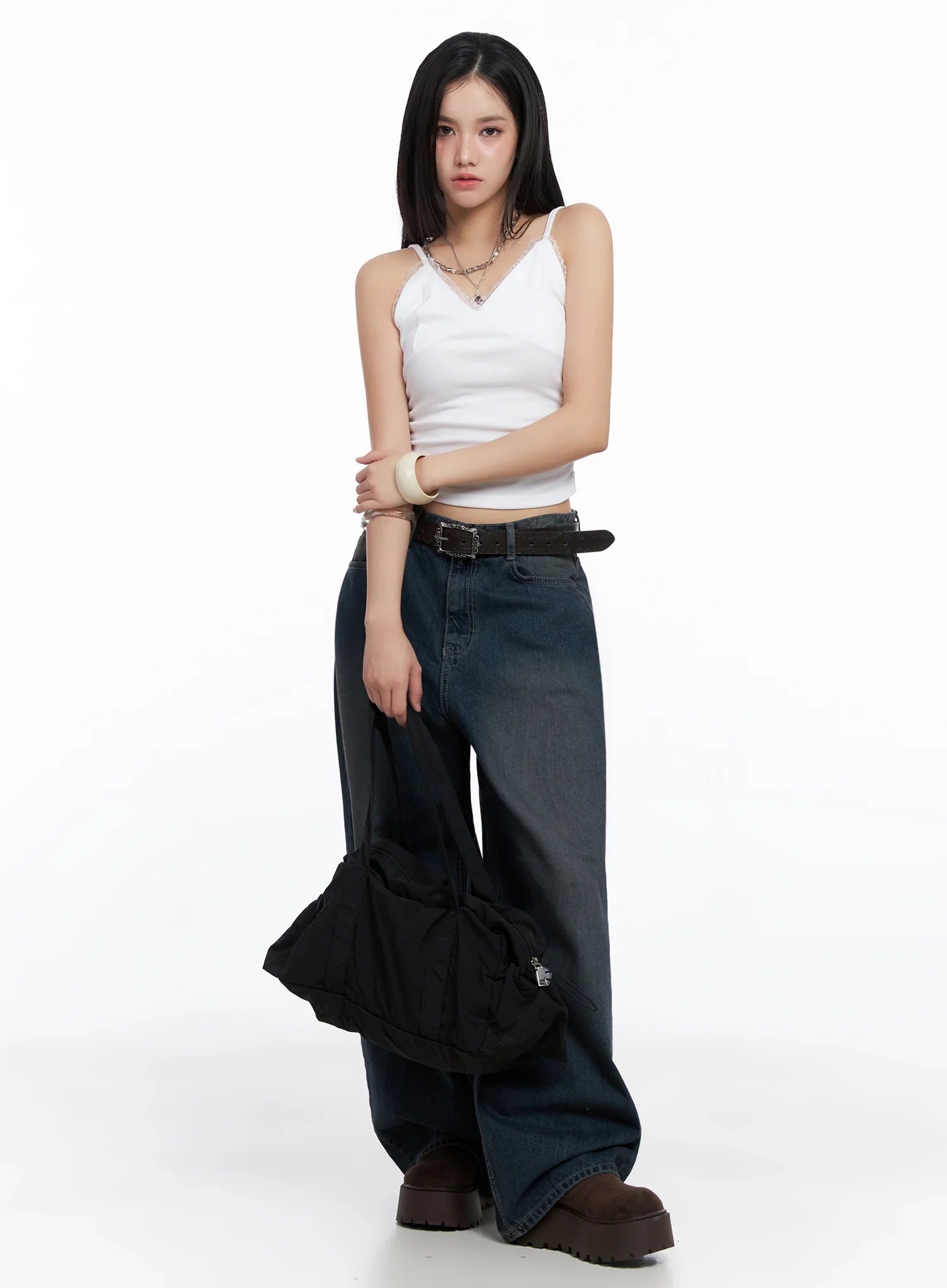 Square Buckle Faux Leather Belt IS525