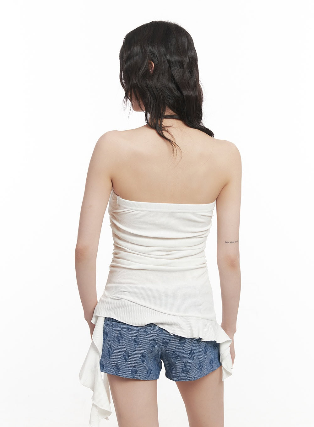 Asymmetric Frill Tube Top CM520