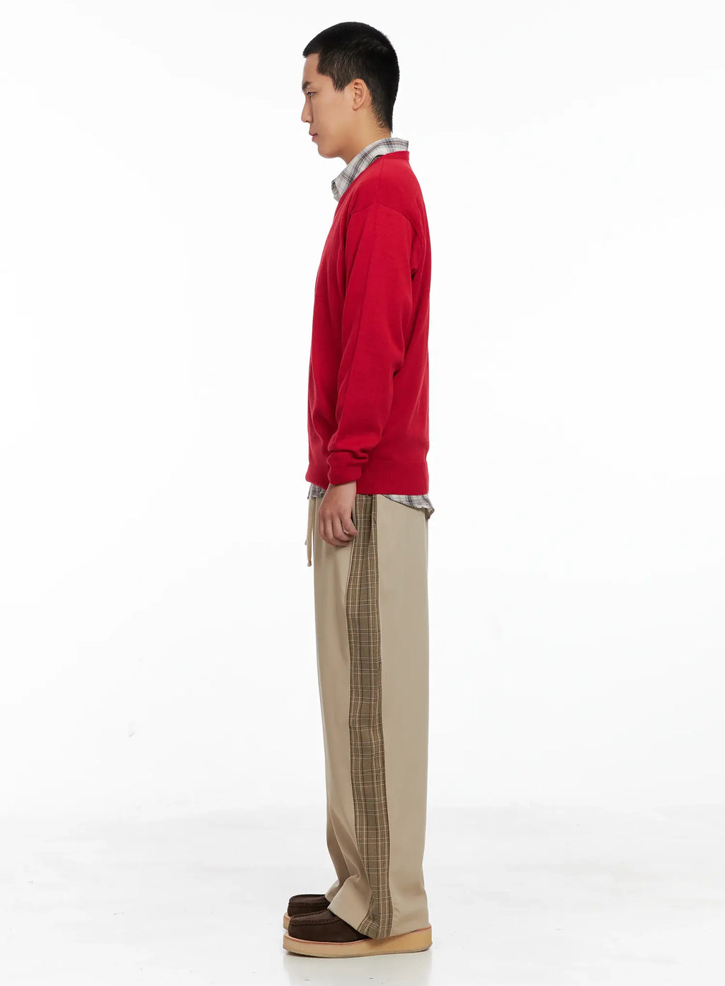 Men's Side Plaid Drawstring Pants IG529