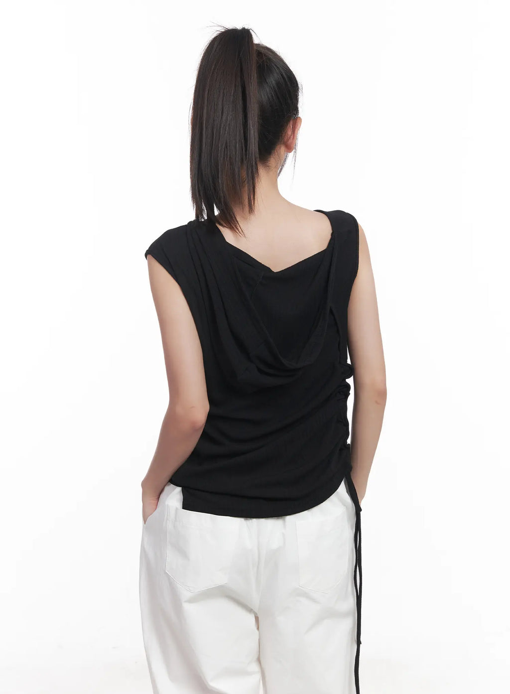 Asymmetric Hooded Sleeveless Top CU517