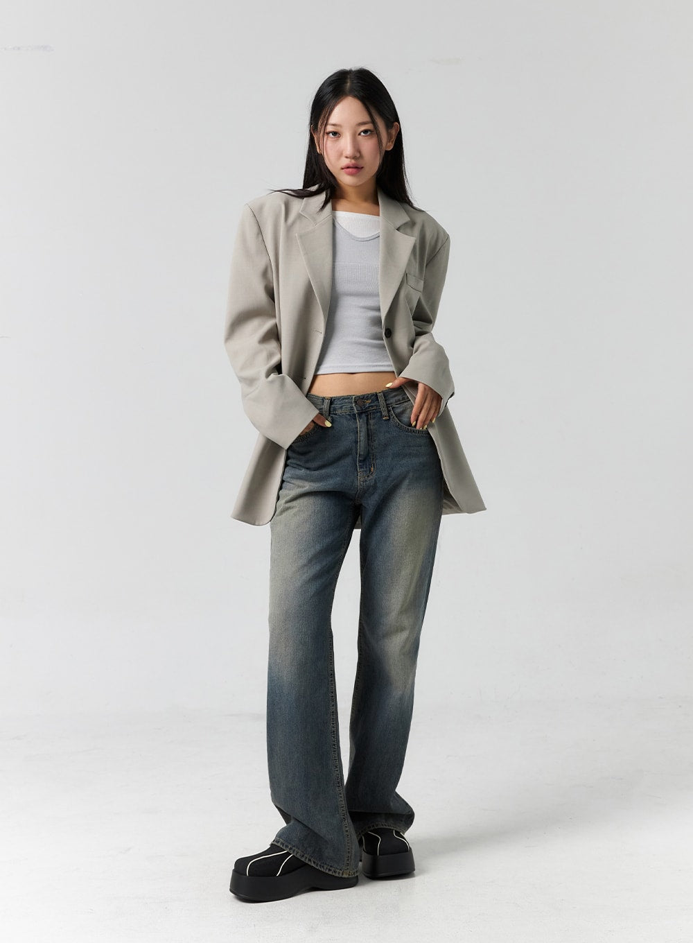 Vintage Wash Bootcut Jeans CS305