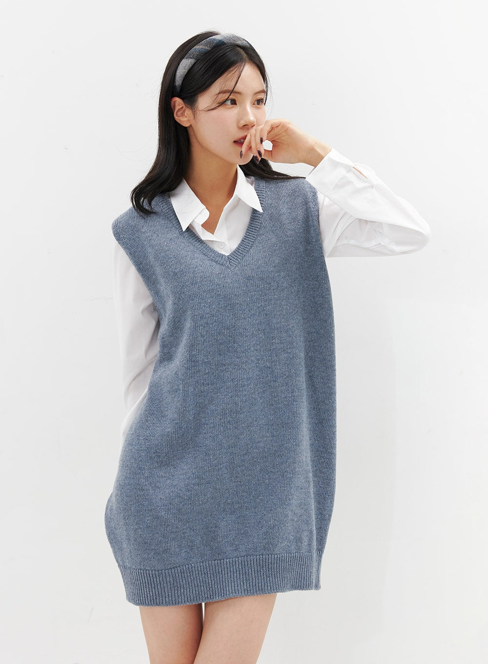V-Neck Sleeveless Sweater Dress OO312