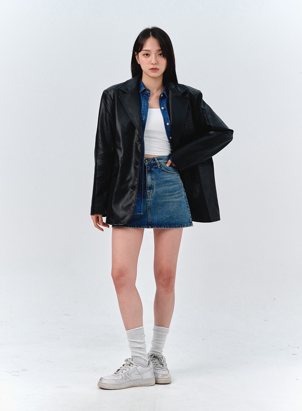 Washed Long Sleeve Denim Shirt OO316