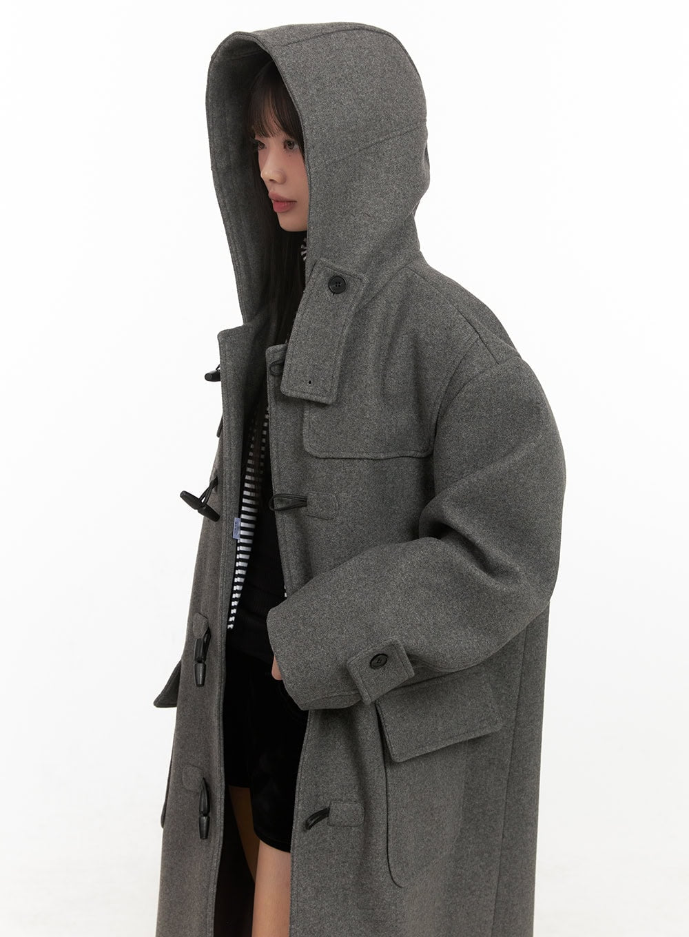 Oversized Wool-Blend Hooded Coat CD425