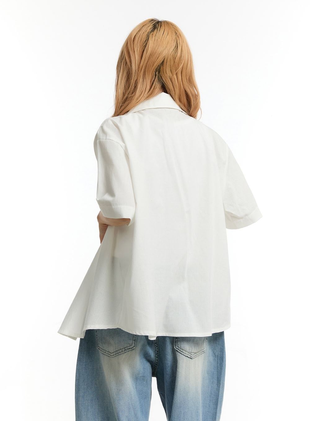 Oversized Collared Short Sleeve Shirt CY505