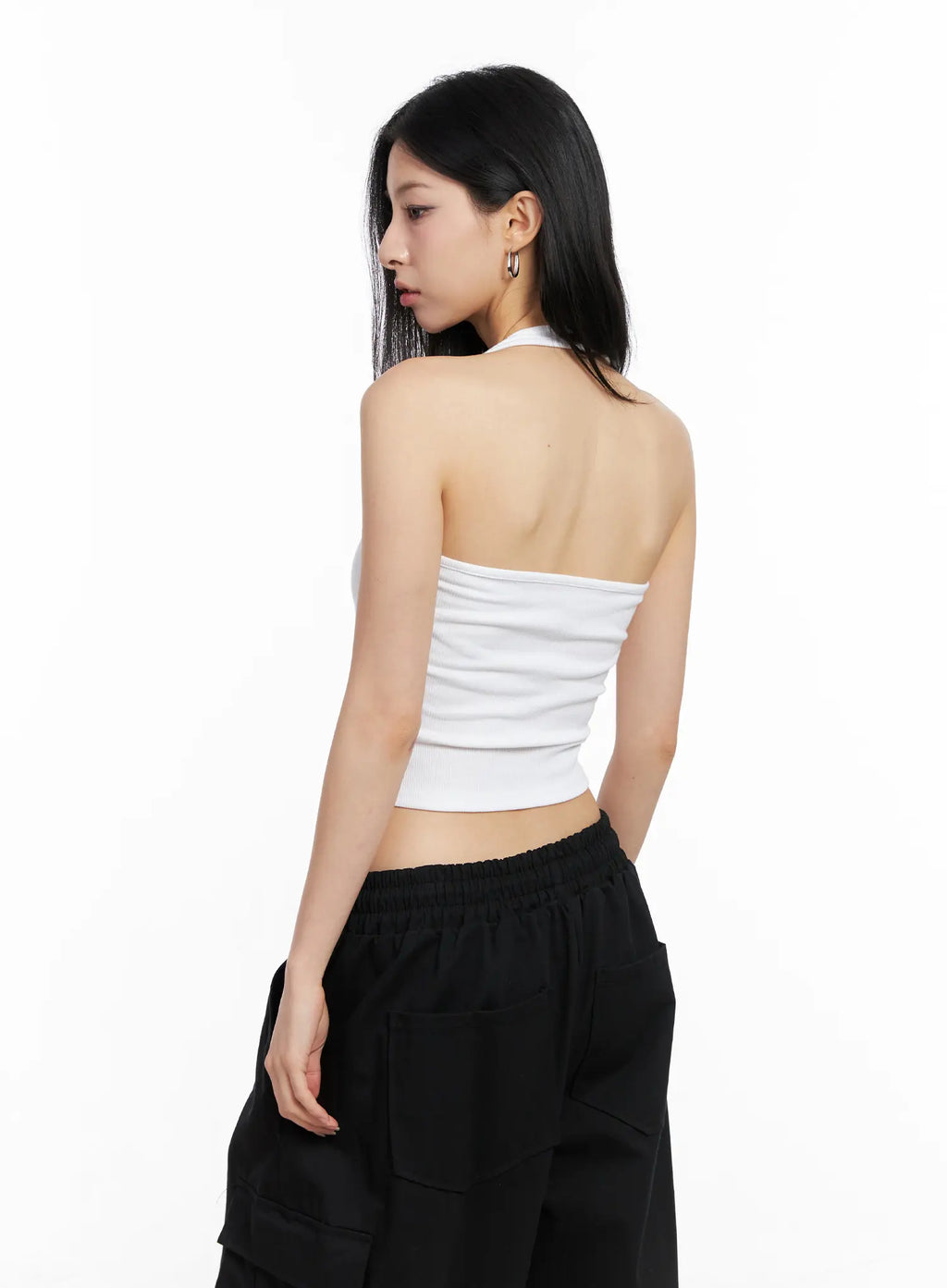 Ribbed Halter Crop Tank Top CC1109