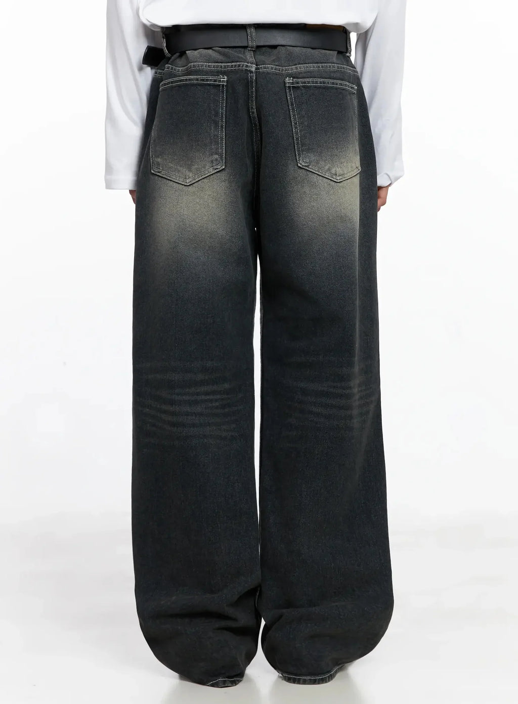 Men's Smoky Faded Wide Denim Jeans IO517