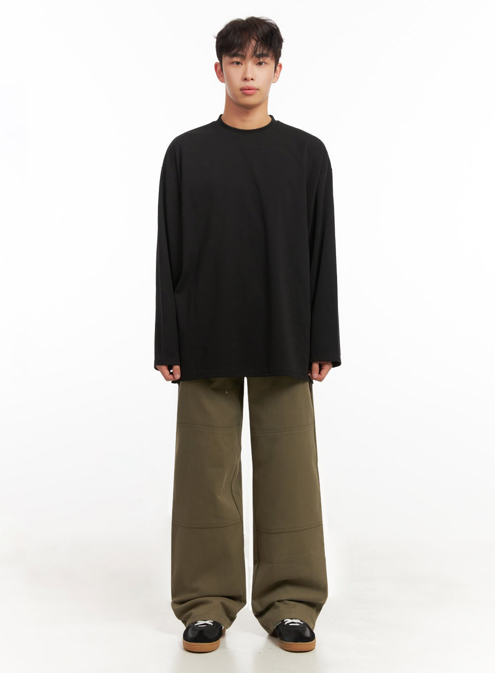 Men's Long-Sleeve Oversized Tee (Black) ID431