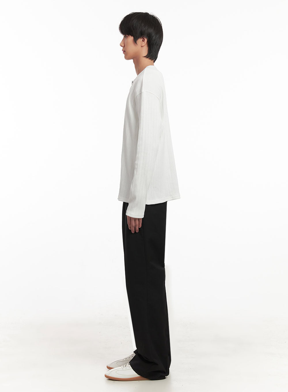 Men's Ribbed Buttoned Long-Sleeve Shirt IA511