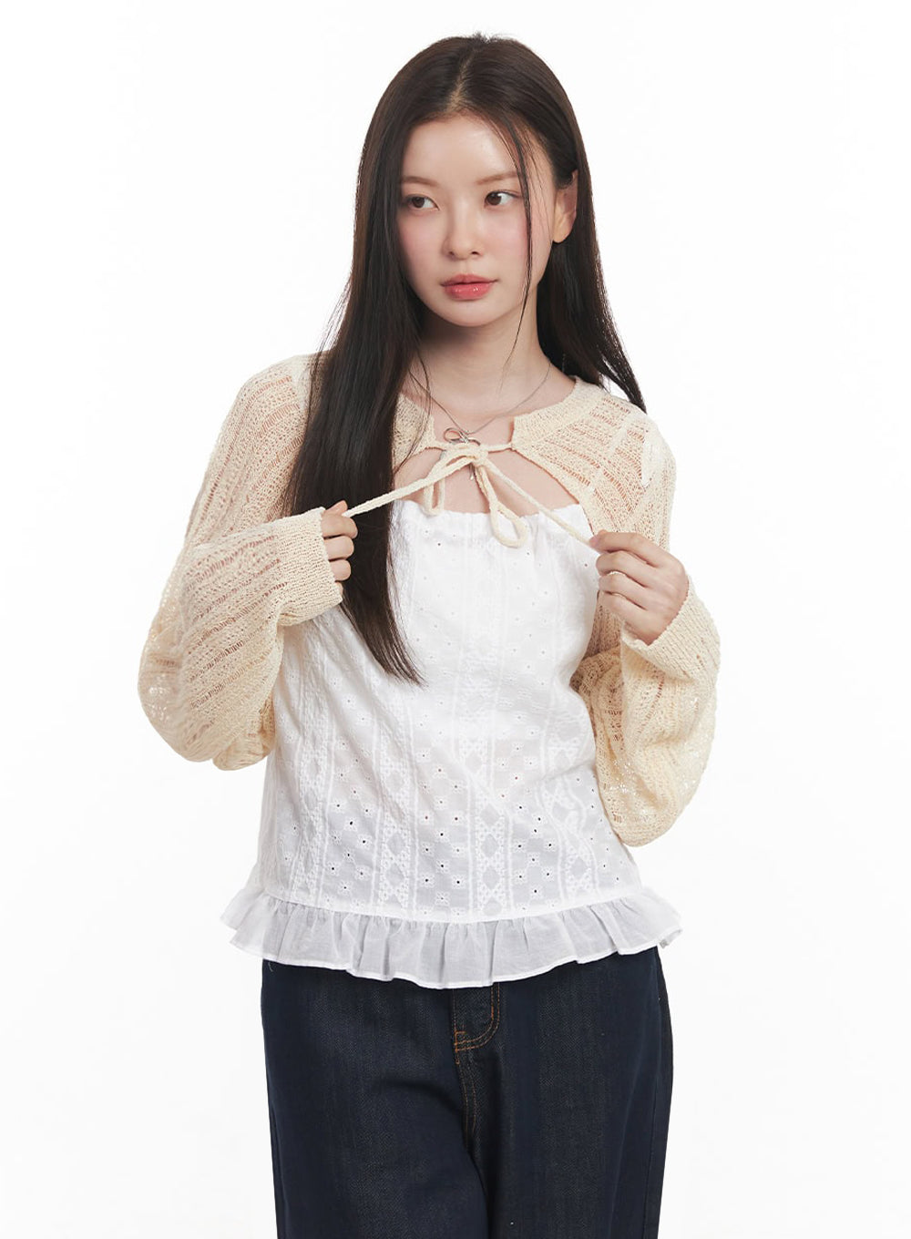 Sheer Knit Bolero Cardigan IY509